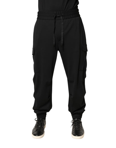 Dolce & Gabbana Black Polyester Cargo Jogger Men Trouser Pants