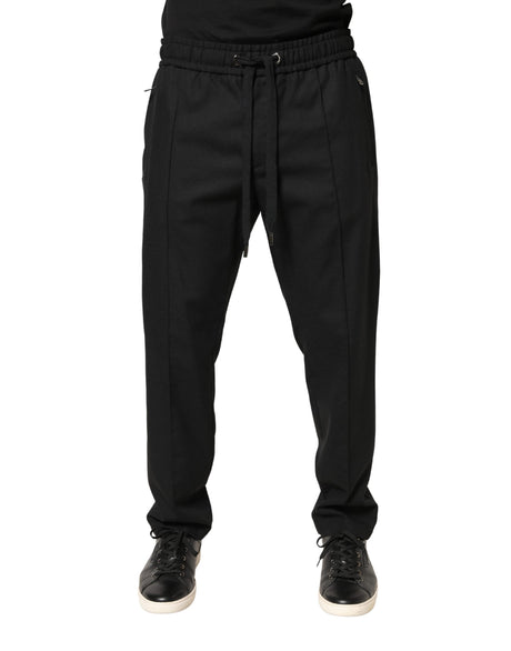 Dolce & Gabbana Black Wool Skinny Jogger Trouser Pants