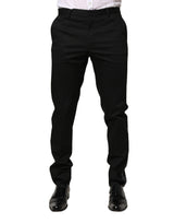 Dolce & Gabbana Black Cotton Skinny Men Dress Trouser Pants