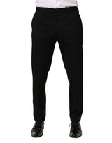 Dolce & Gabbana Black Wool Skinny Men Dress Trouser Pants