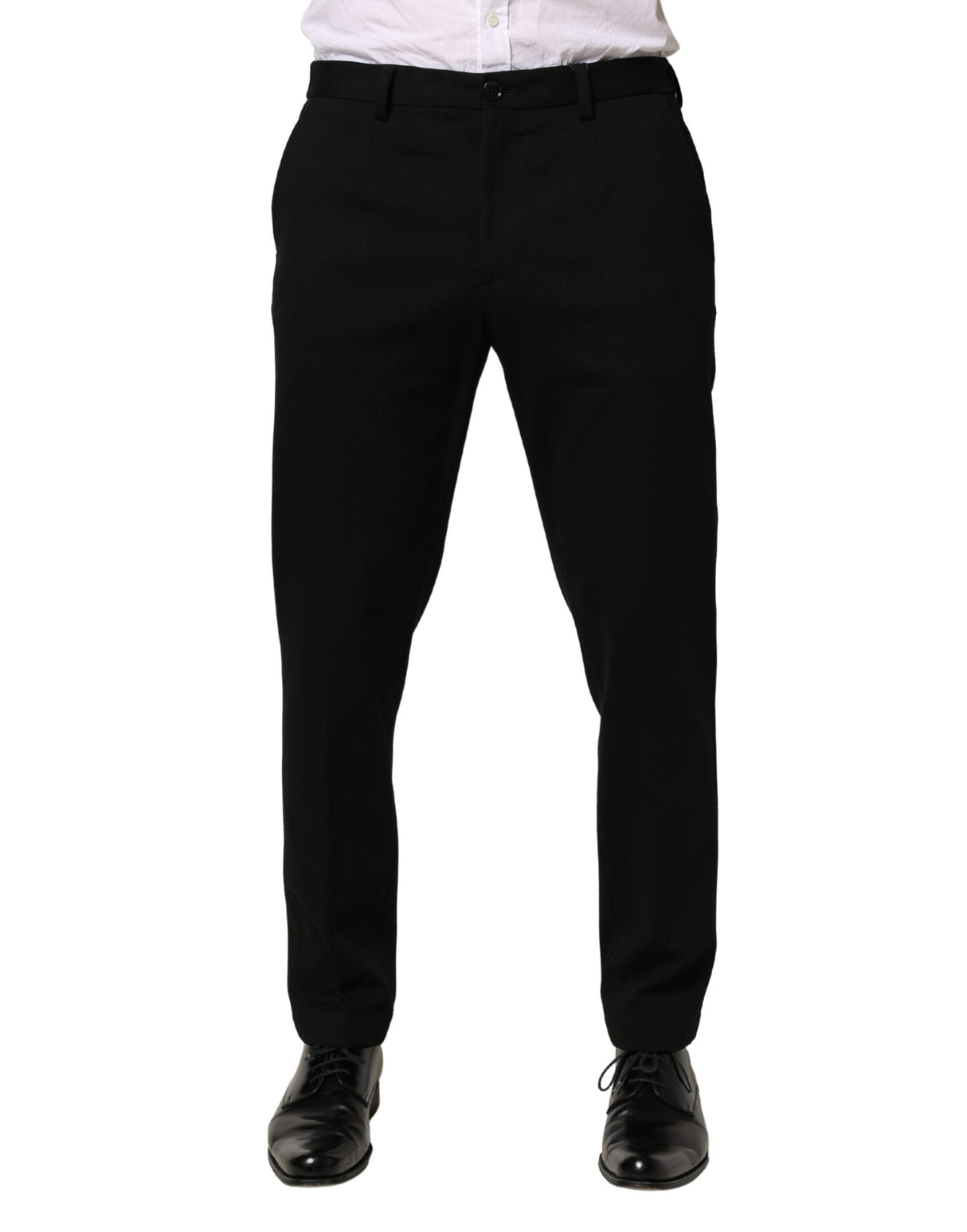 Dolce & Gabbana Black Wool Skinny Men Dress Trouser Pants