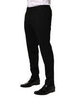 Dolce & Gabbana Black Wool Skinny Men Dress Trouser Pants
