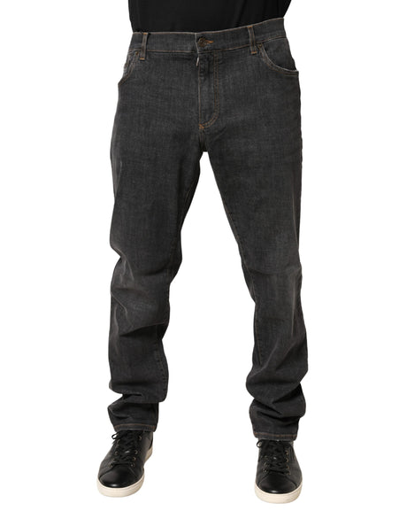 Dolce & Gabbana Dark Gray Slim Fit Cotton Men Denim Jeans