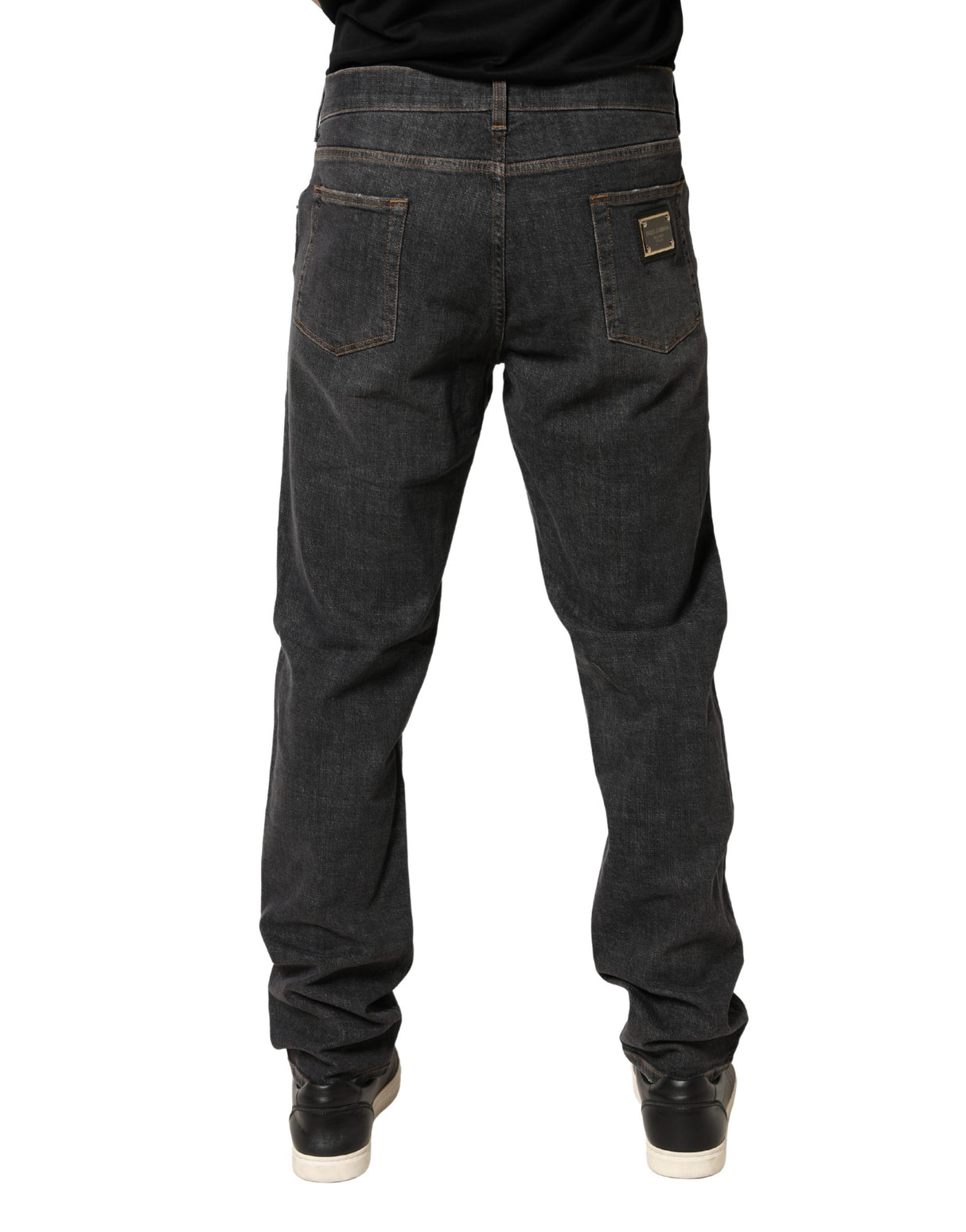 Dolce & Gabbana Dark Gray Slim Fit Cotton Men Denim Jeans