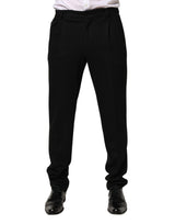 Dolce & Gabbana Black Wool Skinny Men Dress Trouser Pants