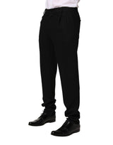 Dolce & Gabbana Black Wool Skinny Men Dress Trouser Pants