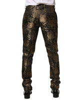Dolce & Gabbana Gold Jacquard Dress Formal Men Trouser Pants