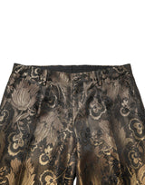 Dolce & Gabbana Gold Jacquard Dress Formal Men Trouser Pants