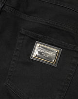 Dolce & Gabbana Black Tattered Skinny Cotton Denim Jeans