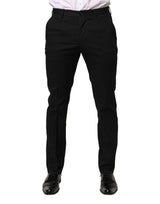 Dolce & Gabbana Black Cotton Skinny Dress Formal Trouser Pants