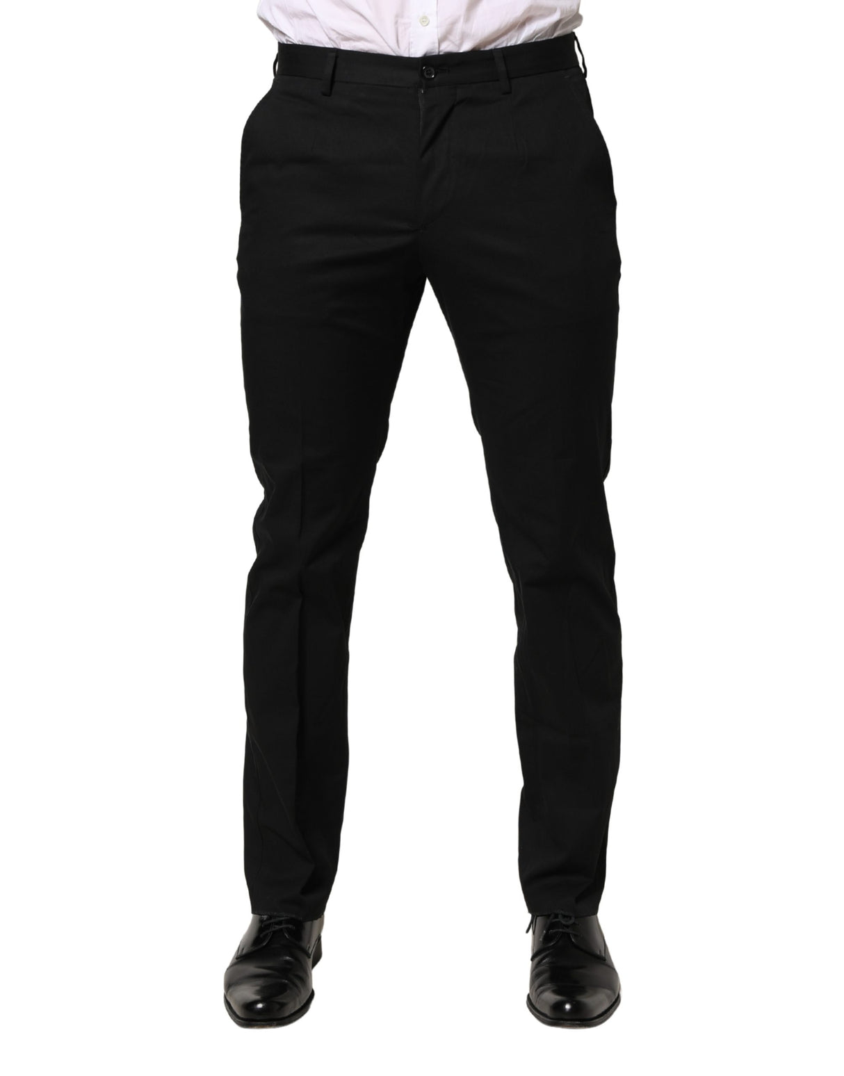Dolce & Gabbana Black Cotton Skinny Dress Formal Trouser Pants
