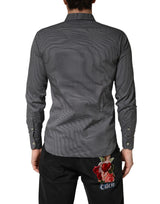 Domenico Tagliente Gray Patterned Long Sleeves Men Dress Shirt