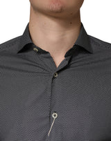 Domenico Tagliente Gray Patterned Long Sleeves Men Dress Shirt