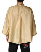 Dolce & Gabbana Yellow Silk Button Down Men Oversize Shirt