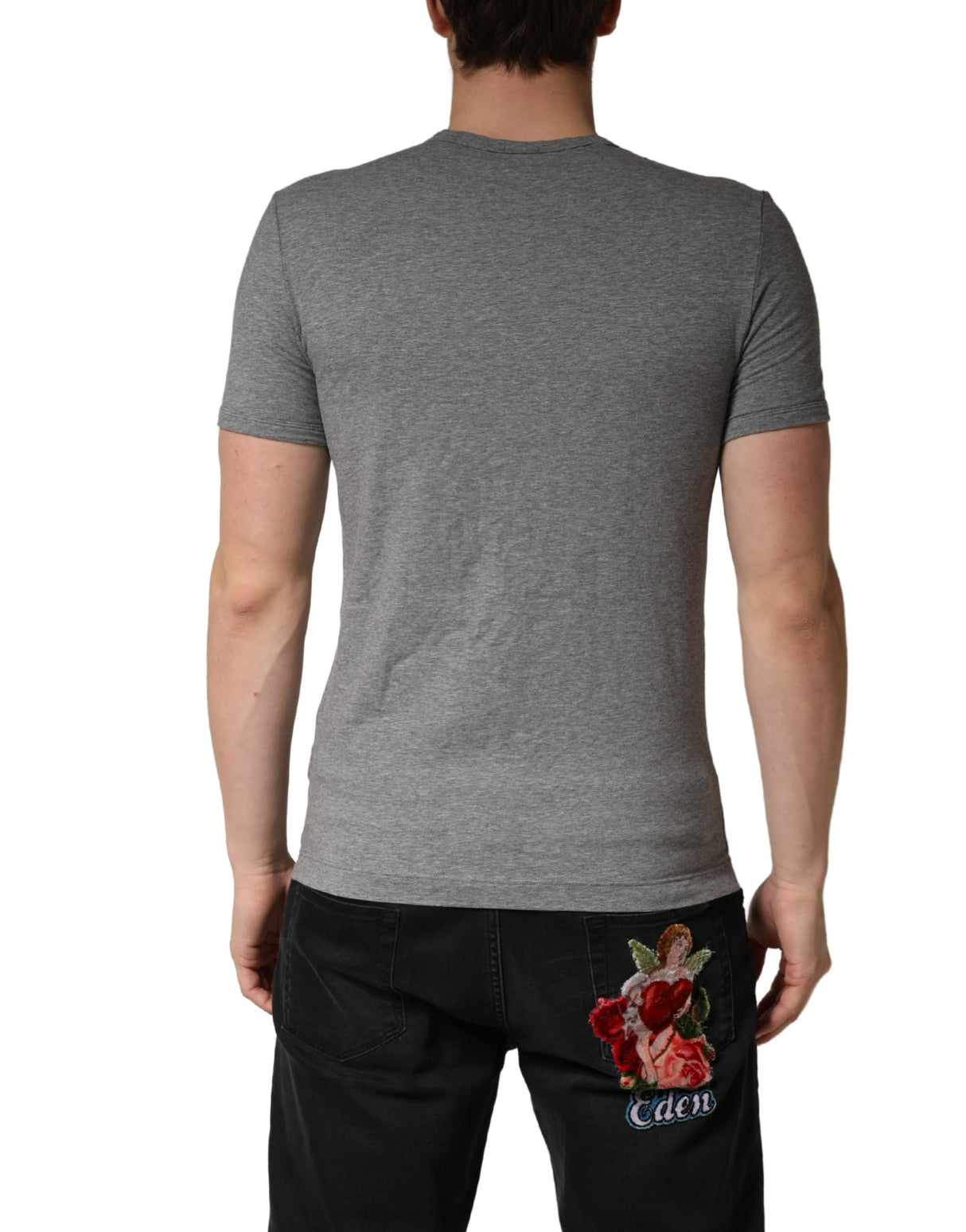 Dolce & Gabbana Gray DG Logo Crew Neck Men Underwear T-shirt