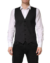 Dolce & Gabbana Black Wool Dress Men Formal Waistcoat Vest