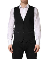 Dolce & Gabbana Black Wool Dress Men Formal Waistcoat Vest
