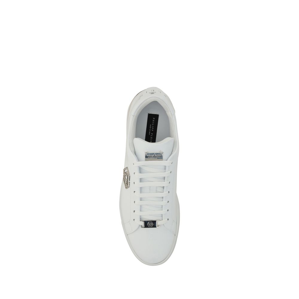 Philipp Plein White Leather Low Top Sneakers