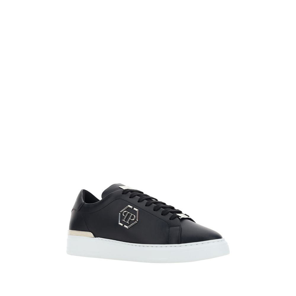 Philipp Plein Black Leather Low Top Sneakers
