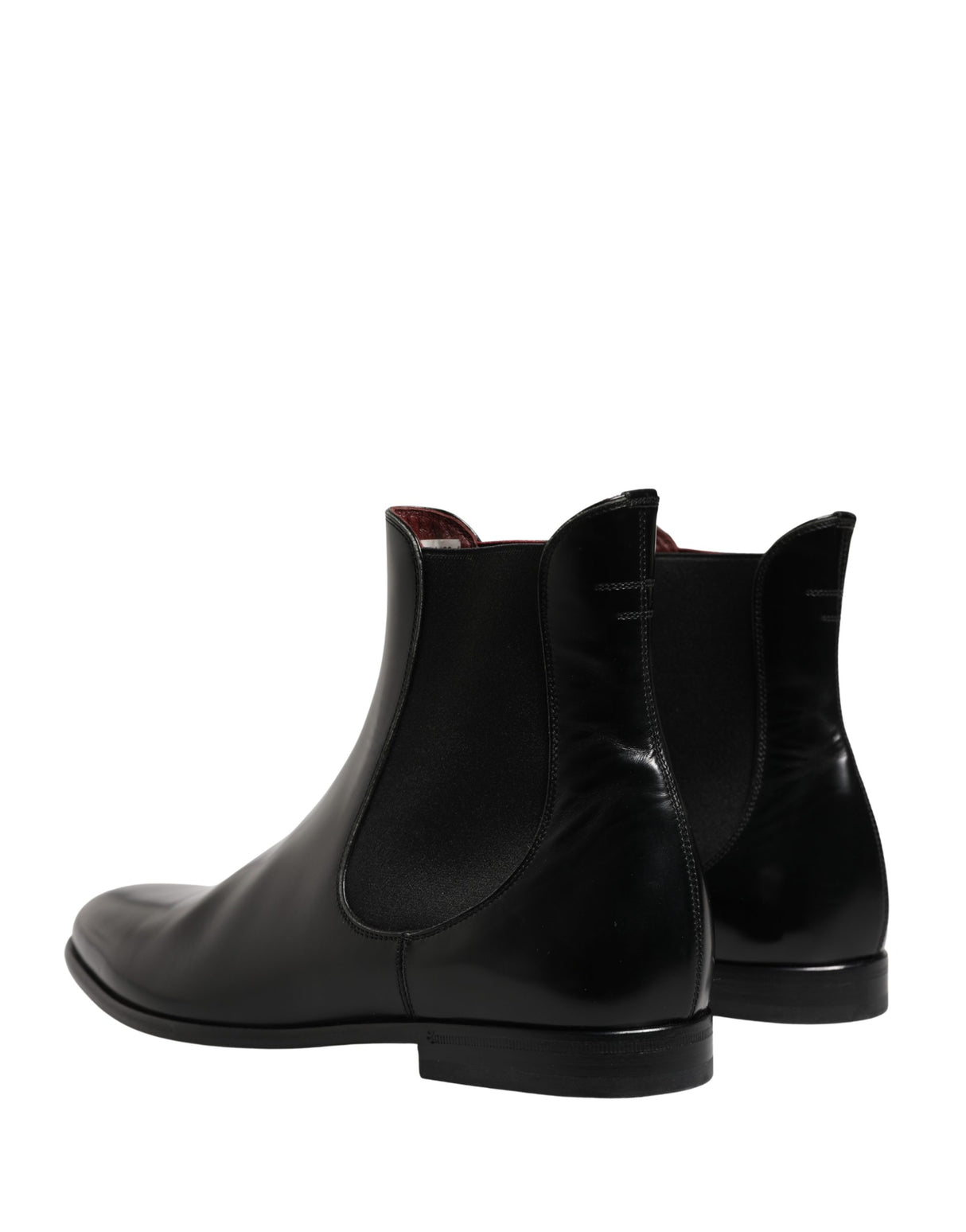 Dolce & Gabbana Black Leather Fur Men CHELSEA Boots Shoes