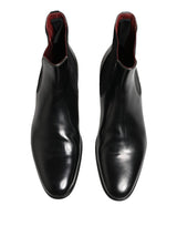 Dolce & Gabbana Black Leather Fur Men CHELSEA Boots Shoes