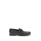 Ferragamo Black Calf Leather Bos Taurus Slip-On Loafers