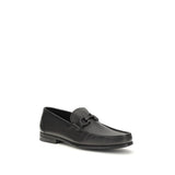 Ferragamo Black Calf Leather Bos Taurus Slip-On Loafers