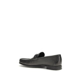 Ferragamo Black Calf Leather Bos Taurus Slip-On Loafers