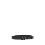 Valentino Garavani Black Calf Leather Bos Taurus Regular Belt