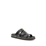 Valentino Garavani Black Calf Leather Bos Taurus Sandals
