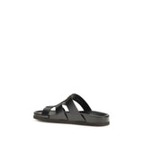 Valentino Garavani Black Calf Leather Bos Taurus Sandals