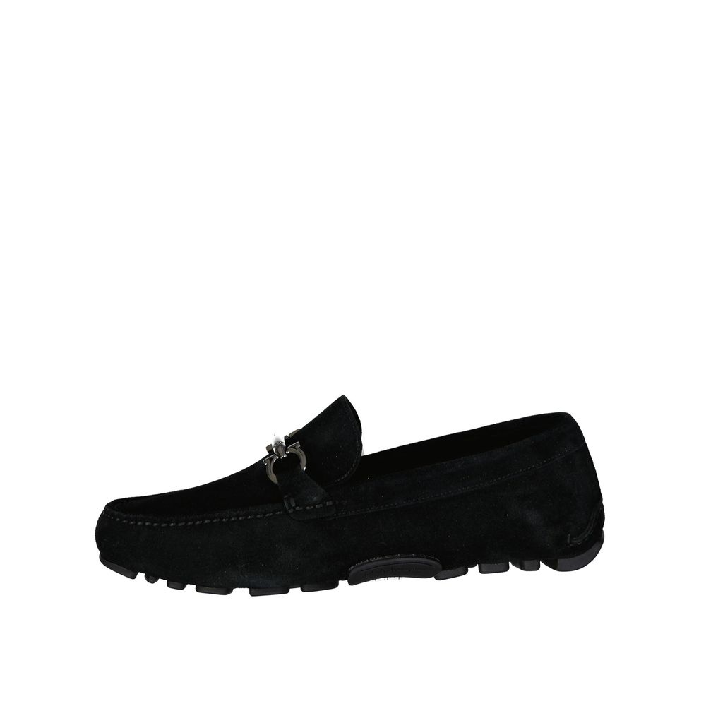 Salvatore Ferragamo Black Leather Slip-On Loafers