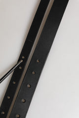 Dolce & Gabbana Black Double Strap Leather Silver Buckle Belt