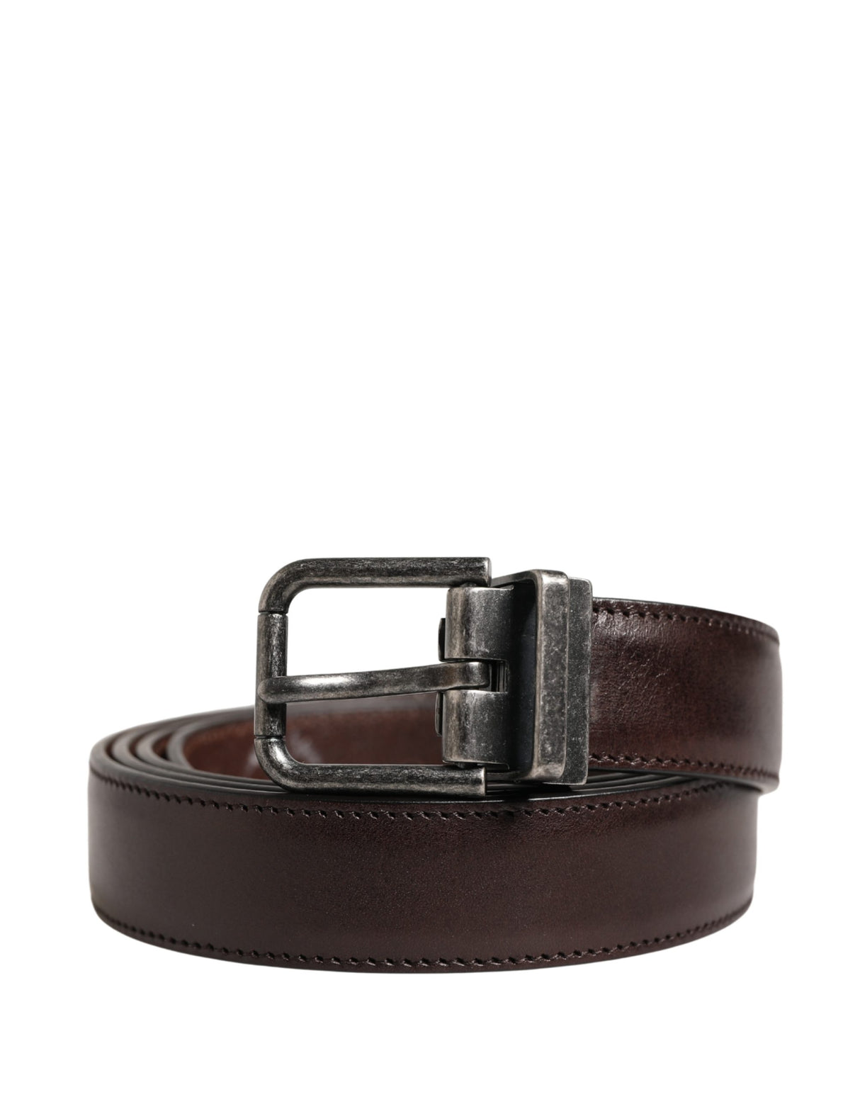 Dolce & Gabbana Men Brown Classic Leather Metal Buckle Belt