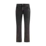 7FOR Black Cotton Straight-Leg Jeans