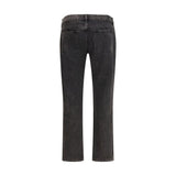 7FOR Black Cotton Straight-Leg Jeans