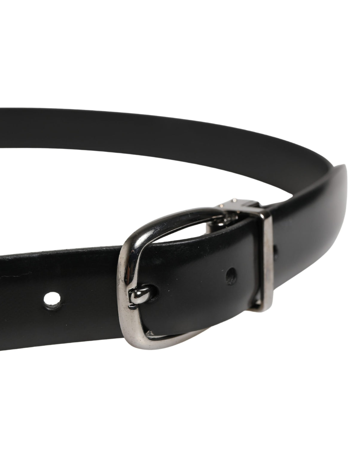 Dolce & Gabbana Men Black Classic Leather Metal Buckle Belt