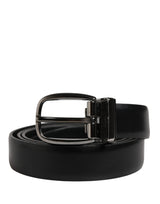 Dolce & Gabbana Men Black Classic Leather Metal Buckle Belt