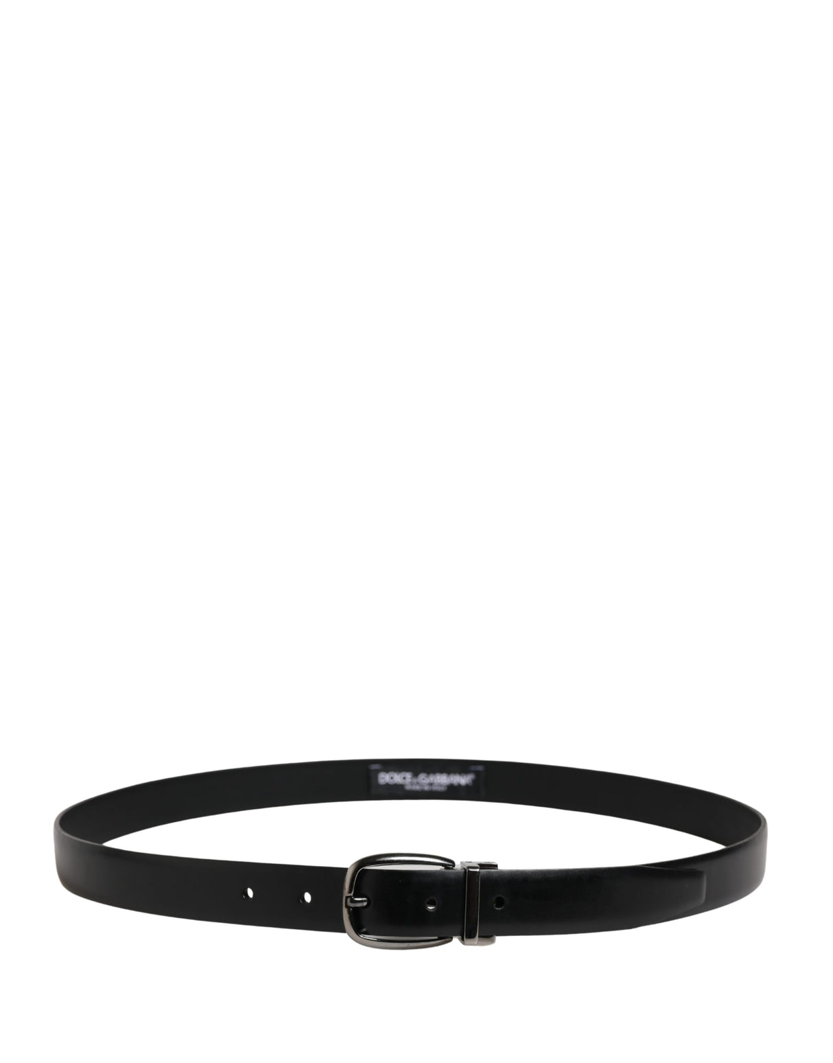 Dolce & Gabbana Men Black Classic Leather Metal Buckle Belt