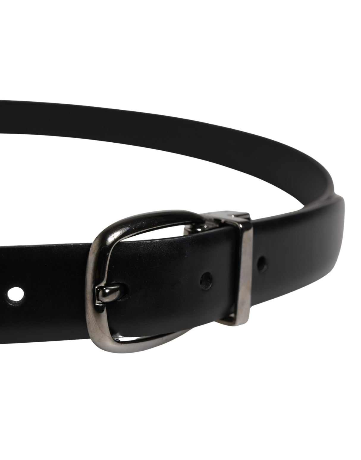 Dolce & Gabbana Men Black Classic Leather Metal Buckle Belt