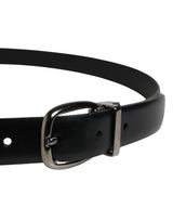 Dolce & Gabbana Men Black Classic Leather Metal Buckle Belt