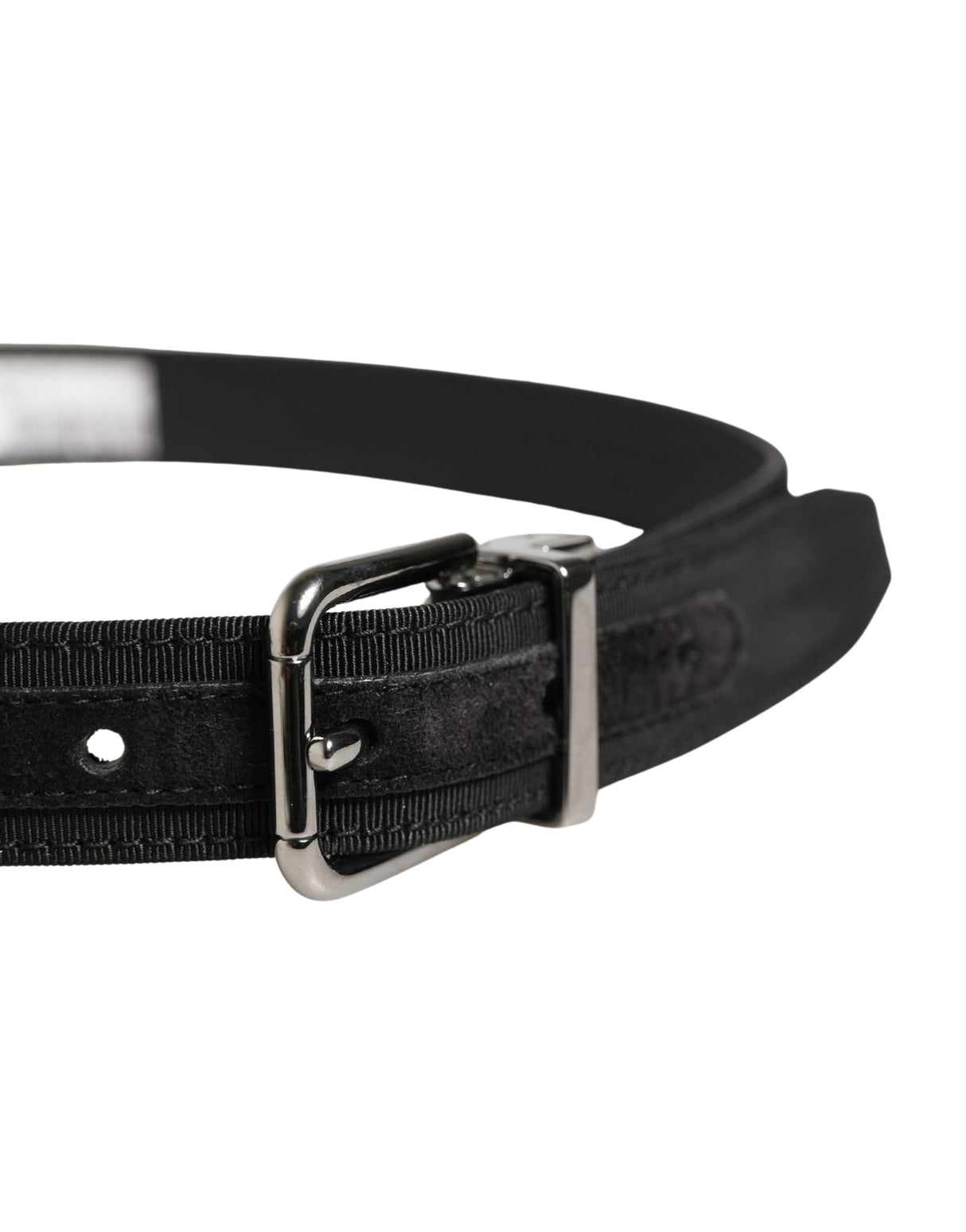 Dolce & Gabbana Men Black Viscose Leather Metal Buckle Belt