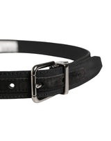 Dolce & Gabbana Men Black Viscose Leather Metal Buckle Belt