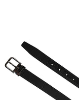 Dolce & Gabbana Men Black Viscose Leather Metal Buckle Belt