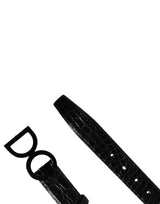 Dolce & Gabbana Men Black Exotic Leather Logo Buckle Belt