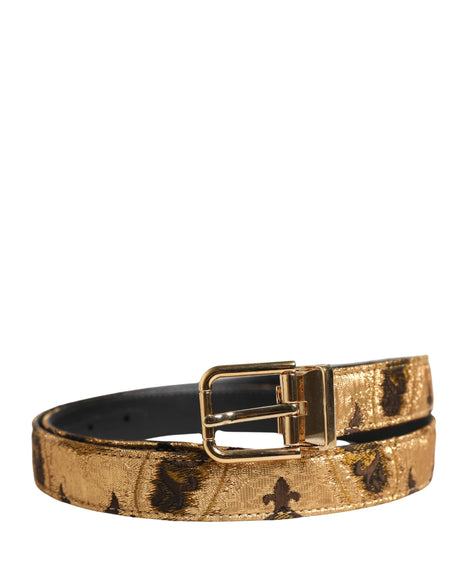 Dolce & Gabbana Beige Acetate Leather Gold Metal Buckle Belt
