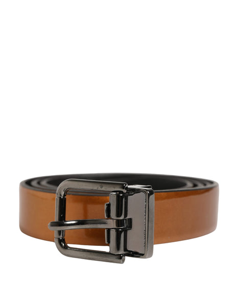 Dolce & Gabbana Men Brown Classic Leather Metal Buckle Belt