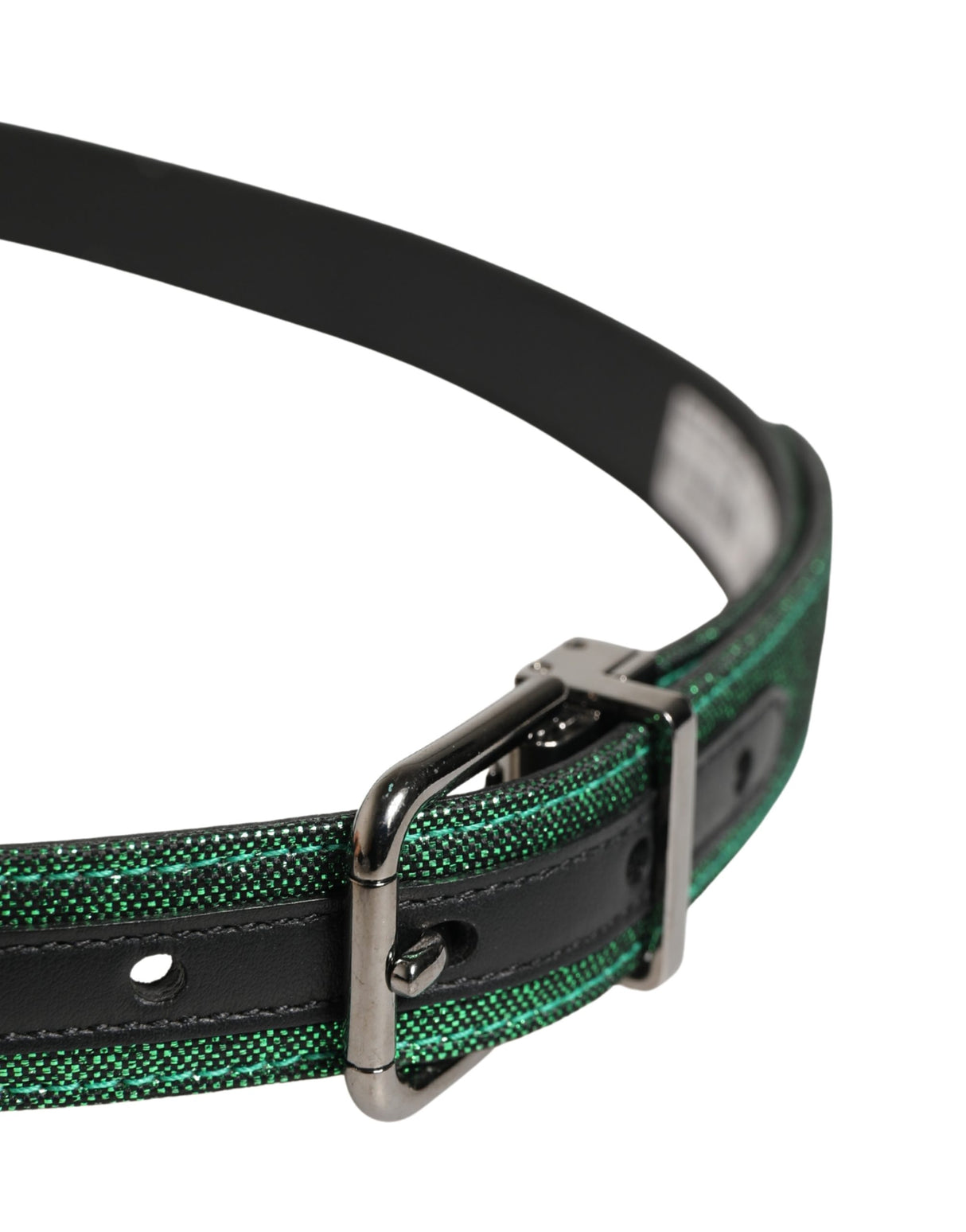Dolce & Gabbana Men Green Lurex Polyester Metal Buckle Belt