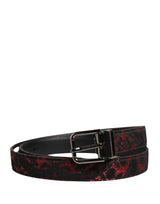 Dolce & Gabbana Black Red Polyester Silver Metal Buckle Belt