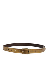Dolce & Gabbana Men Gold Classic Leather Metal Buckle Belt